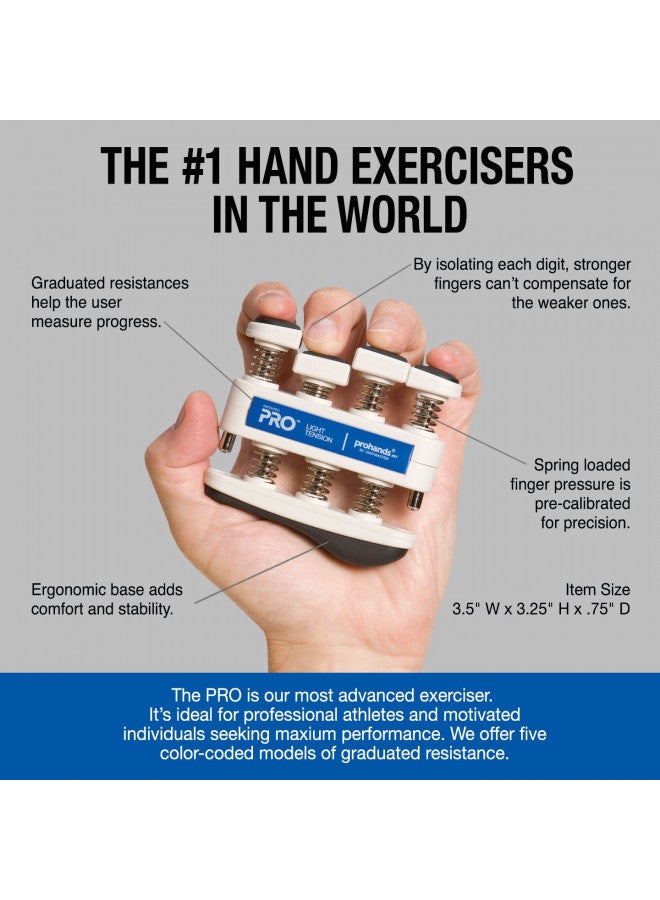 PROHANDS PRO Hand Exerciser, Finger Exerciser (Hand Grip Strengthener), Spring-Loaded, Finger-Piston System, Isolate and Exercise Each Finger, (5 lb Light Tension, Blue-Pro) - Image 4