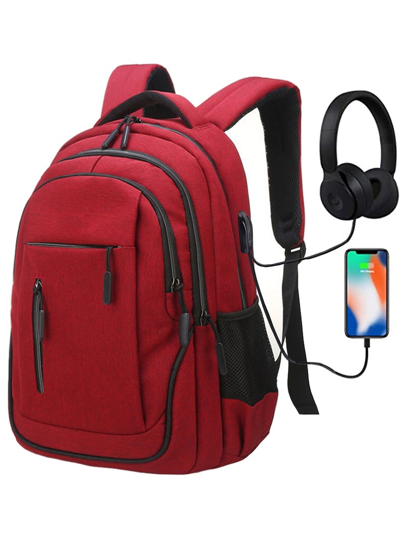Qiccijoo Qiccijoo Laptop Backpack for Men & Women Business Travel Backpack with Usb Charging Port College School Computer Backpack Fits 15.6 Inch Laptop Notebook(Red) - Image 1