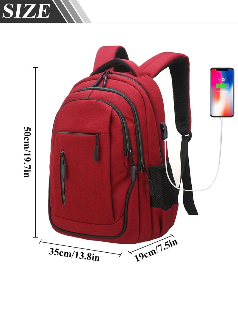 Qiccijoo Qiccijoo Laptop Backpack for Men & Women Business Travel Backpack with Usb Charging Port College School Computer Backpack Fits 15.6 Inch Laptop Notebook(Red) - Image 2
