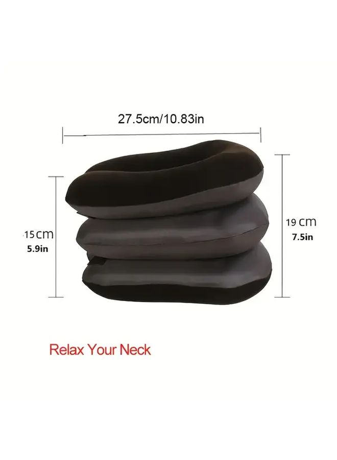 Coffee Color Neck Traction Device 3 Layer Medium Soft Textile And Faux Leather For Neck Discomfort Relief And Improved Posture Care Instructions Do Not Wash - Image 3
