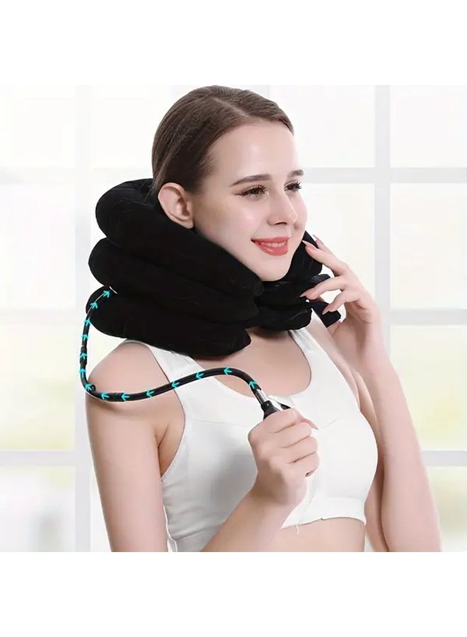 Coffee Color Neck Traction Device 3 Layer Medium Soft Textile And Faux Leather For Neck Discomfort Relief And Improved Posture Care Instructions Do Not Wash - Image 2