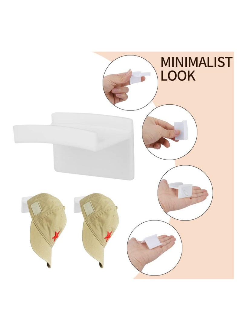 SOLARAE Hat Hook Wall Mount Wall Non-marking Sticky Baseball Cap Hook Can Be Used For Storage Of Glasses Headphones Scarves And More For Closet Bedroom White 10 Pieces - Image 3