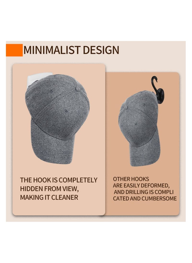 SOLARAE Hat Hook Wall Mount Wall Non-marking Sticky Baseball Cap Hook Can Be Used For Storage Of Glasses Headphones Scarves And More For Closet Bedroom White 10 Pieces - Image 4