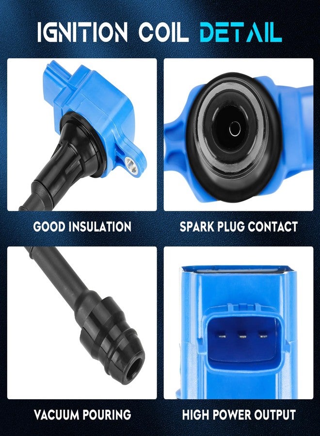 lacarier Blue Set of 4 Ignition Coil Pack Compatible with 2002-2006 Altima 2.5L, 2002-2008 Sentra 2.5L, 2002-2013 X-Trail 2.5L Replace UF350 C1398 224488H315 - Image 2