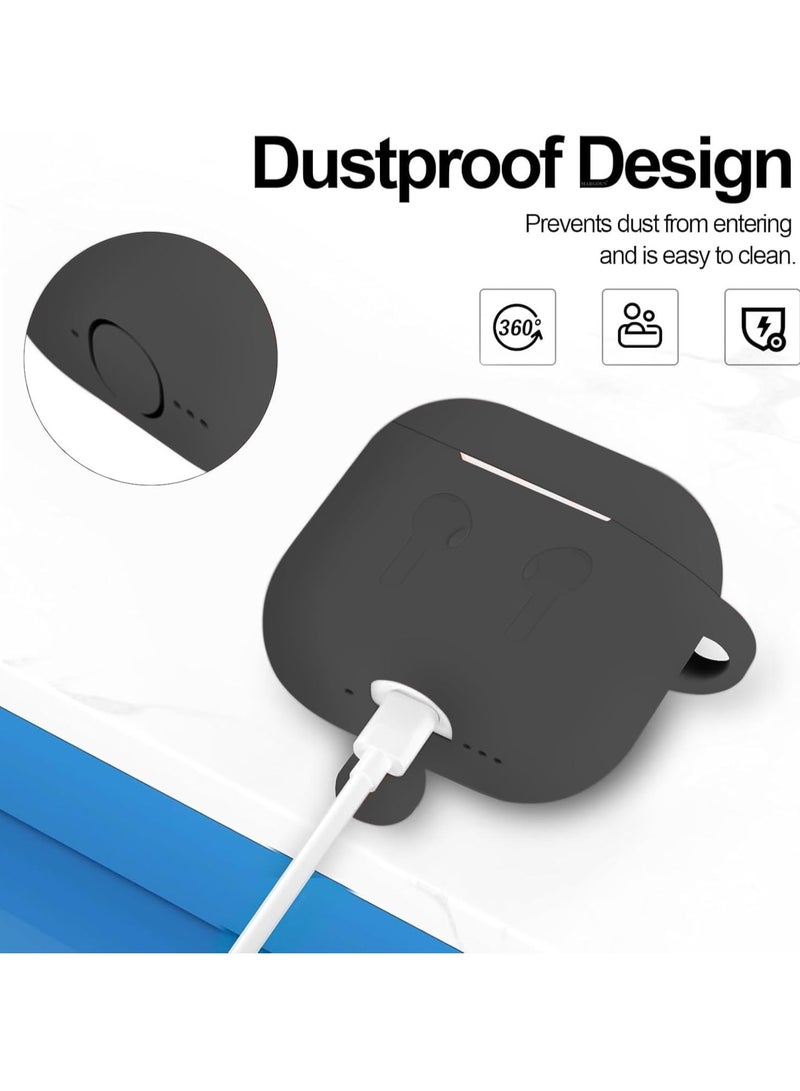 AirPods 4 Case Silicone Compatible with AirPods 4th Generation Case (2024)  D rop Protection Cover with Keychain  Dark Black