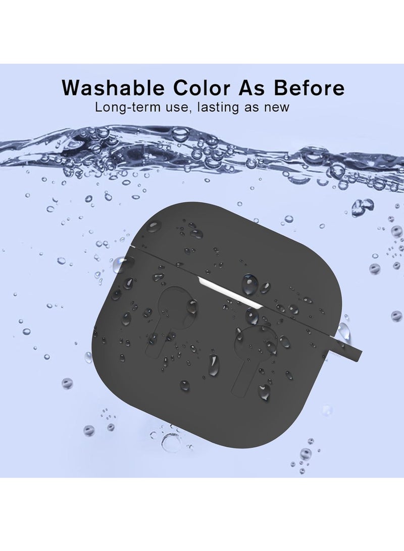 AirPods 4 Case Silicone Compatible with AirPods 4th Generation Case (2024)  D rop Protection Cover with Keychain  Dark Black