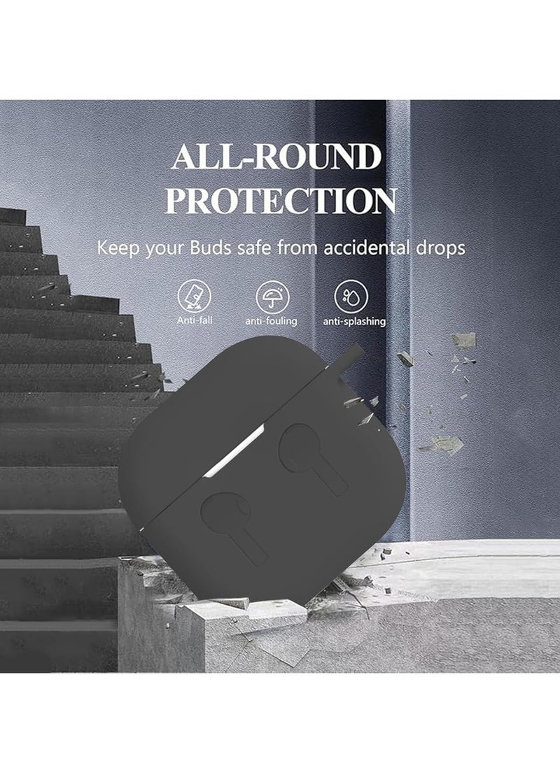 AirPods 4 Case Silicone Compatible with AirPods 4th Generation Case (2024)  D rop Protection Cover with Keychain  Dark Black