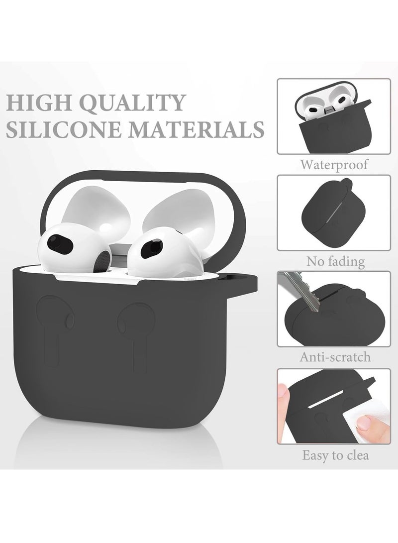 AirPods 4 Case Silicone Compatible with AirPods 4th Generation Case (2024)  D rop Protection Cover with Keychain  Dark Black