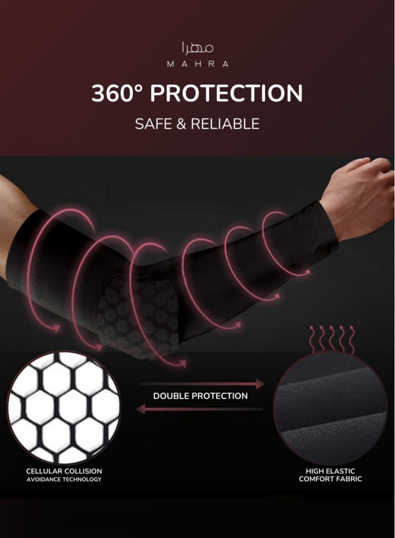Generic Honeycomb Elbow Support Pad | Black | Extended Cushion Elbow Brace for Athletics, Rehabilitation, Compression Assistance, Adjustable Elbow Protector for Sports Enthusiasts | Breathable, Non-Slip | Perfect for Exercise - Image 4