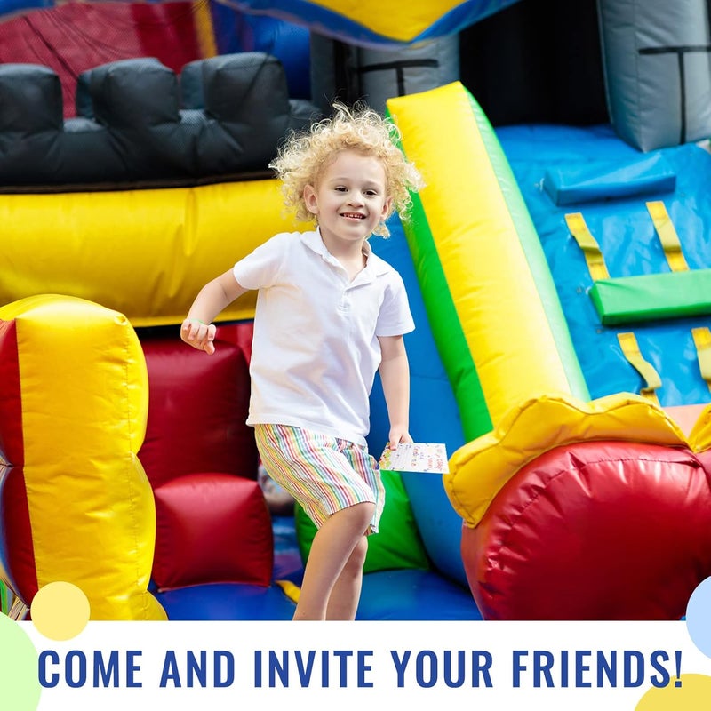 كلاراكو 30 قطعة من دعوات أعياد الميلاد للفتيات أو بطاقات دعوة لحفلات القفز أو حفلات القفز للأطفال أو حفلات الترامبولين أو مستلزمات الحفلات، 30 بطاقة مع 30 ظرفًا (ألوان رائعة) - Image 2