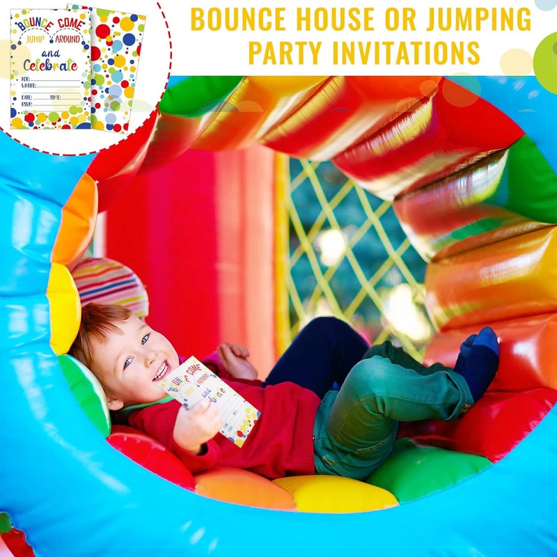 كلاراكو 30 قطعة من دعوات أعياد الميلاد للفتيات أو بطاقات دعوة لحفلات القفز أو حفلات القفز للأطفال أو حفلات الترامبولين أو مستلزمات الحفلات، 30 بطاقة مع 30 ظرفًا (ألوان رائعة) - Image 5