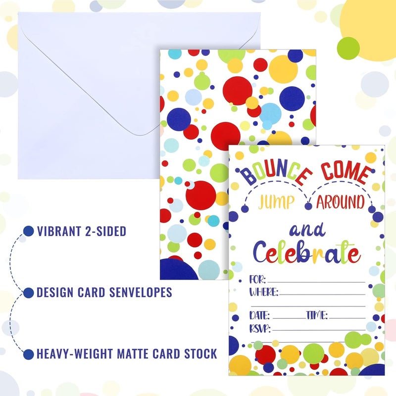 كلاراكو 30 قطعة من دعوات أعياد الميلاد للفتيات أو بطاقات دعوة لحفلات القفز أو حفلات القفز للأطفال أو حفلات الترامبولين أو مستلزمات الحفلات، 30 بطاقة مع 30 ظرفًا (ألوان رائعة) - Image 3