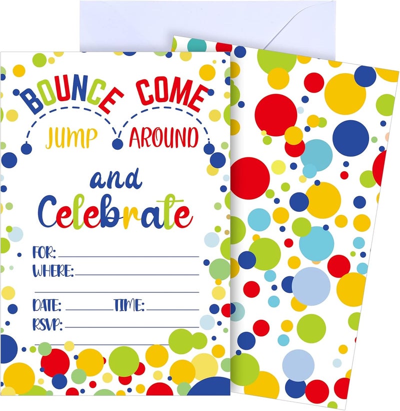 كلاراكو 30 قطعة من دعوات أعياد الميلاد للفتيات أو بطاقات دعوة لحفلات القفز أو حفلات القفز للأطفال أو حفلات الترامبولين أو مستلزمات الحفلات، 30 بطاقة مع 30 ظرفًا (ألوان رائعة) - Image 1