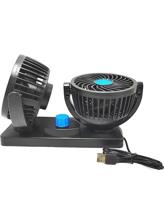 مروحة تبريد للسيارة تعمل بجهد 12 فولت مزودة بمدخل USB ودوران 360 درجة مع سرعات متعددة يمكن تشغيلها على شاحن باور بنك أو أي مخرج تتميز بتهوية قوية وسرعة دوران عالية عدد المنافذ: 7 - Image 4