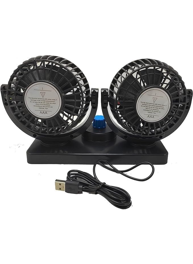 مروحة تبريد للسيارة تعمل بجهد 12 فولت مزودة بمدخل USB ودوران 360 درجة مع سرعات متعددة يمكن تشغيلها على شاحن باور بنك أو أي مخرج تتميز بتهوية قوية وسرعة دوران عالية عدد المنافذ: 7 - Image 2