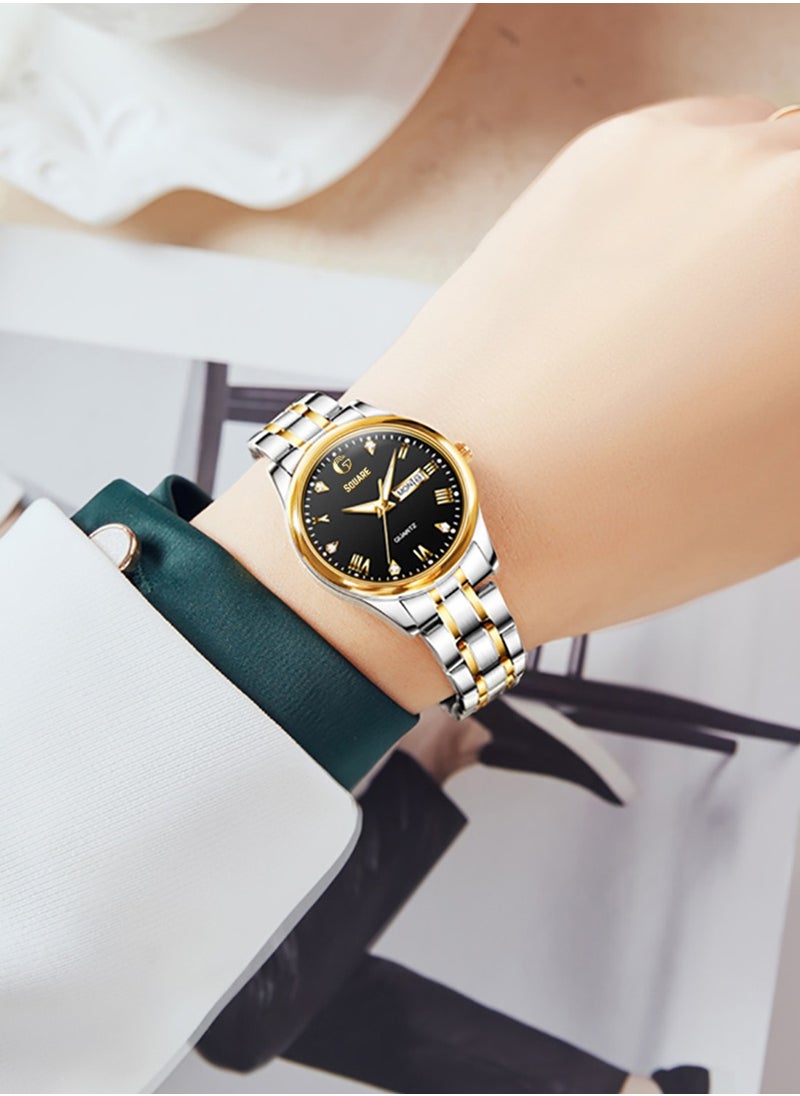 Gsquare - Women Analog Quartz Black Dial Stainless Steel Band Watch - 5563 - Image 1