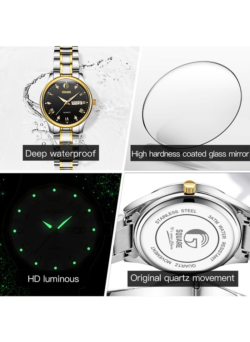 Gsquare - Women Analog Quartz Black Dial Stainless Steel Band Watch - 5563 - Image 1