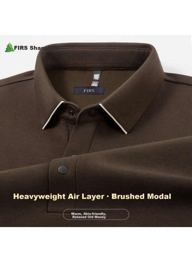 Firs Brushed Modal Long Sleeve Polo Shirt Men Autumn Collared Stretch Skin-friendly Business Casual Top - Image 1