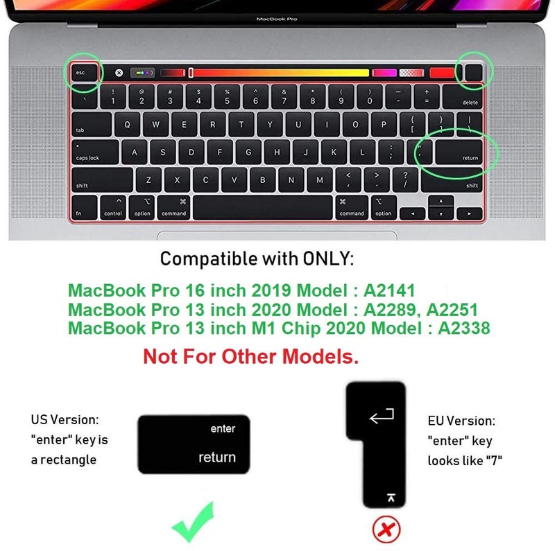 Oaky حماية لوحة المفاتيح متوافقة مع ماك بوك برو 16 بوصة 2019-2020 إصدار نموذج A2141، غطاء لوحة مفاتيح رقيق للغاية مقاوم للماء والغبار - سيليكون بنفسجي - Image 2