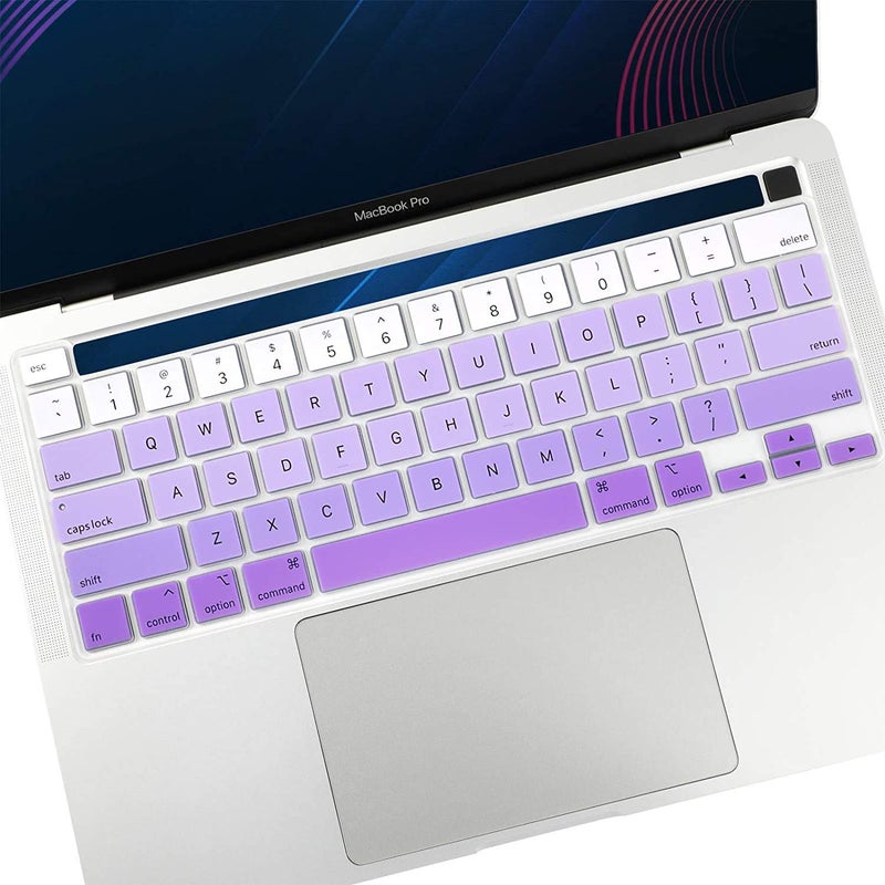 Oaky حماية لوحة المفاتيح متوافقة مع ماك بوك برو 16 بوصة 2019-2020 إصدار نموذج A2141، غطاء لوحة مفاتيح رقيق للغاية مقاوم للماء والغبار - سيليكون بنفسجي - Image 5
