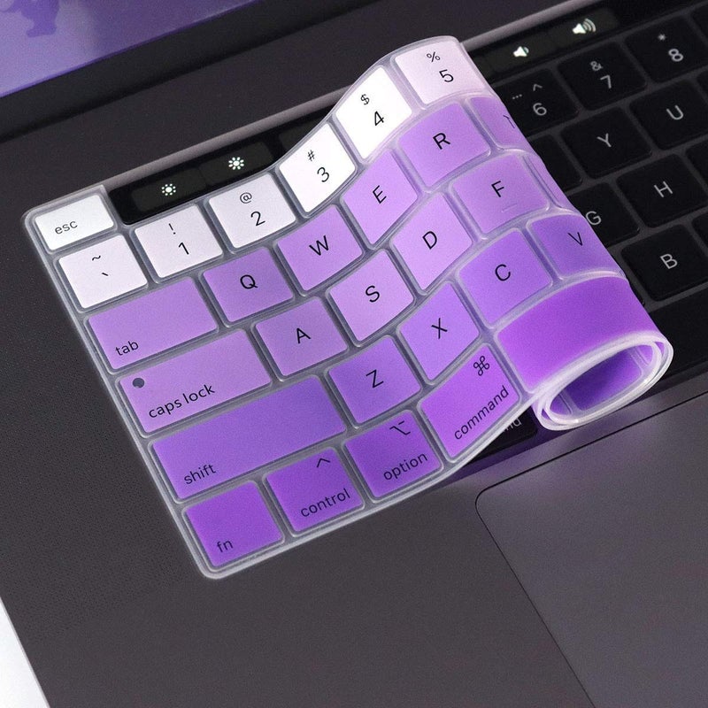 Oaky حماية لوحة المفاتيح متوافقة مع ماك بوك برو 16 بوصة 2019-2020 إصدار نموذج A2141، غطاء لوحة مفاتيح رقيق للغاية مقاوم للماء والغبار - سيليكون بنفسجي - Image 4
