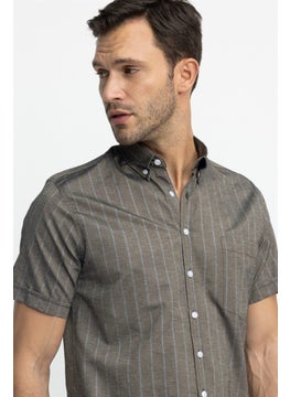 Tudors Classic Fit Button Collar Short Sleeve Striped Cotton Shirt  - Image 3
