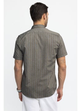 Tudors Classic Fit Button Collar Short Sleeve Striped Cotton Shirt  - Image 4