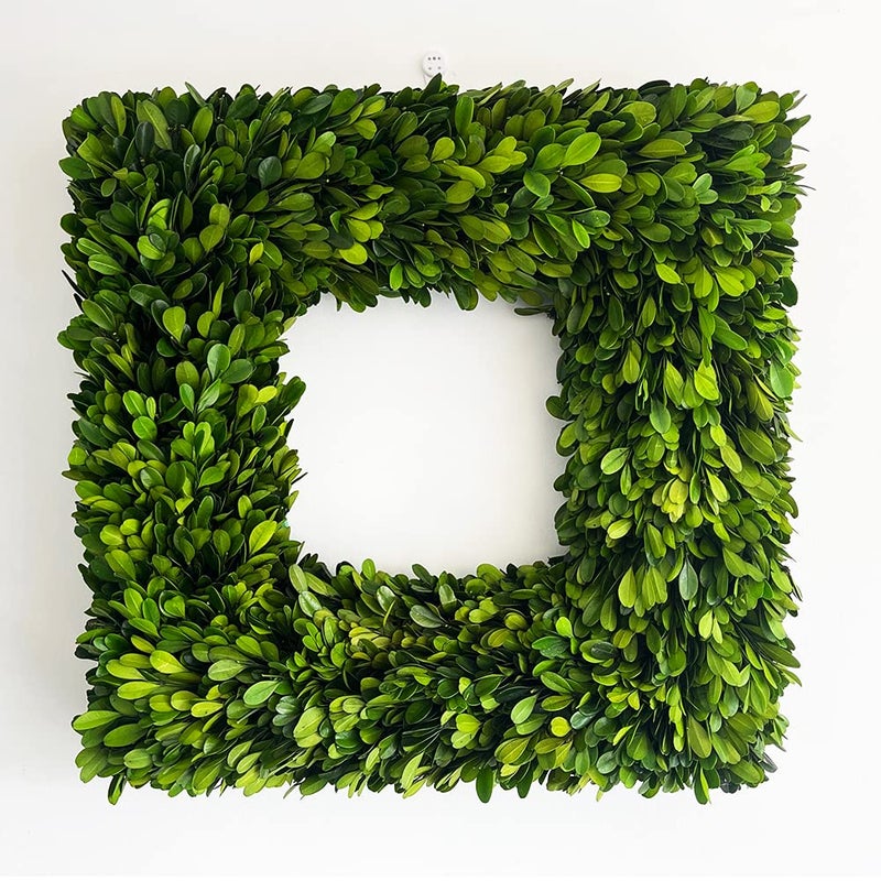 BOXWOOD WORLD BoxwoodWorld Real Boxwood Wreath 18 inch Square Wreath Flourish Type Great Indoor Spring Summer Wreath Decor Suits for Party Wedding or Daily Decoration 18 inch Square