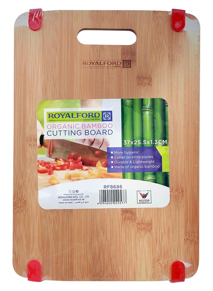 Royalford Organic Cutting Board Perfect Solution For Your Food Preparation Durable & Lightweight Easy To Clean & Store Naturally Antibactirial Hight Quality & Versatile Brown - Image 1
