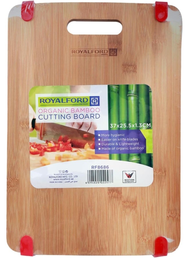 Royalford Organic Cutting Board Perfect Solution For Your Food Preparation Durable & Lightweight Easy To Clean & Store Naturally Antibactirial Hight Quality & Versatile Brown - Image 2