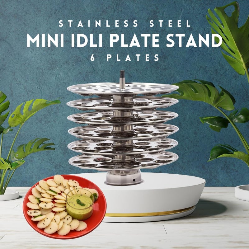 AadiVeer Mini Idli Stand 6 Plates 108 Cavities Silver Stainless Steel - Image 5