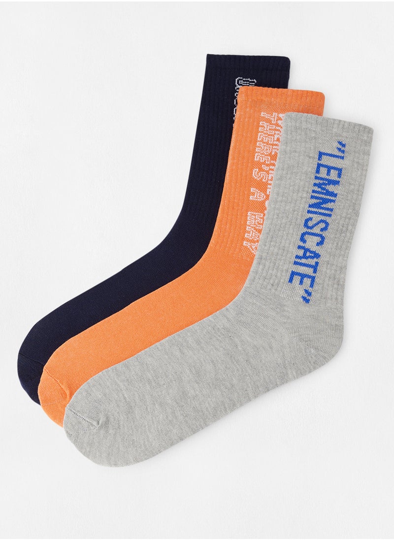 trendyol - Printed Crew Socks (Pack of 3) - Image 1