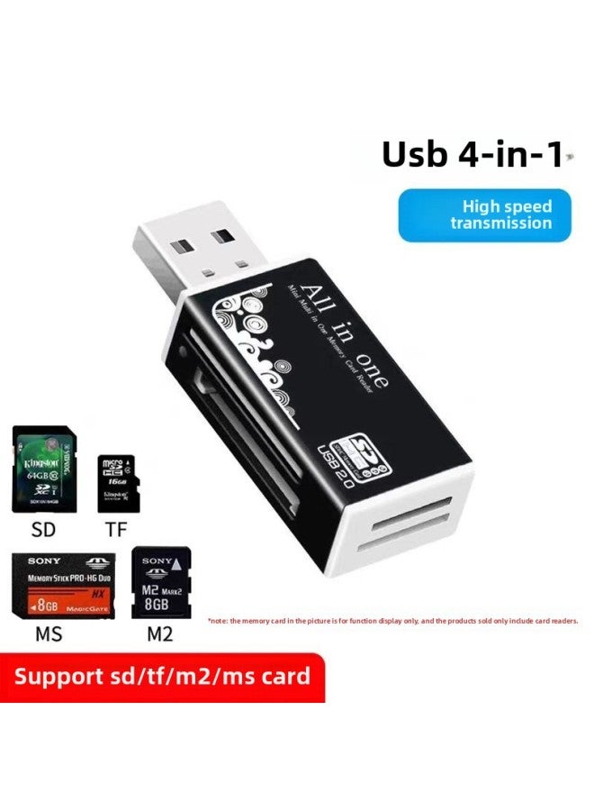 Card Reader Usb3.0 High-speed Multi-function All-in-one Sd Memory Card Tf Converter Typec Computer Card U Disk-Color:Black 2.0 Four-in-one [tf+sd+ms+m2]-Capacity:Default Item  - Image 1