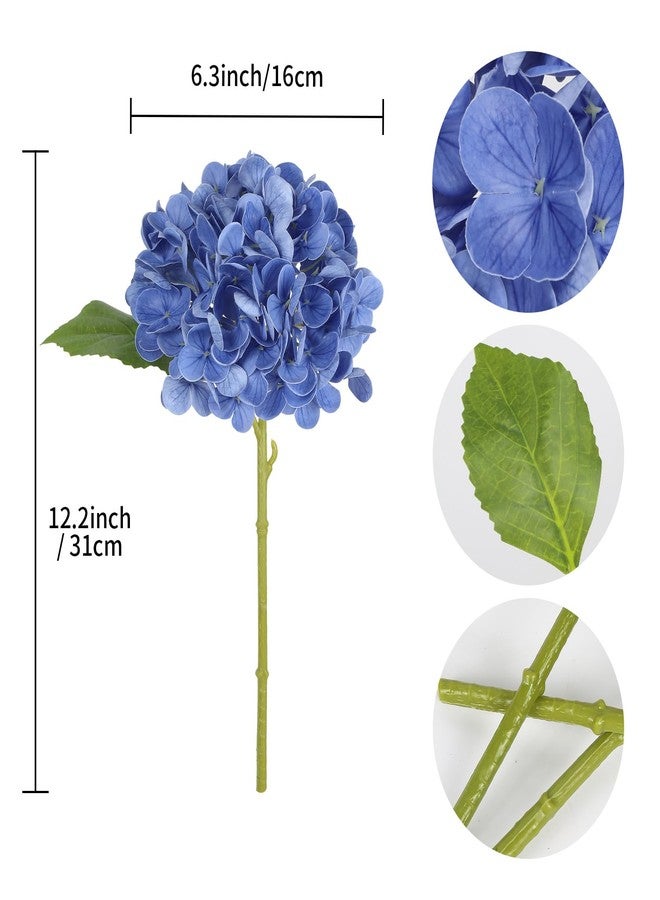 IPOPU 6PCS Real Touch Hydrangea Artificial Flowers Royal Blue Fake Hydrangeas with Stems Latex Realistic Faux Hydrangea Flowers for Wedding Centerpiece Floral Arrangements Home Decor (Royal Blue) - Image 3