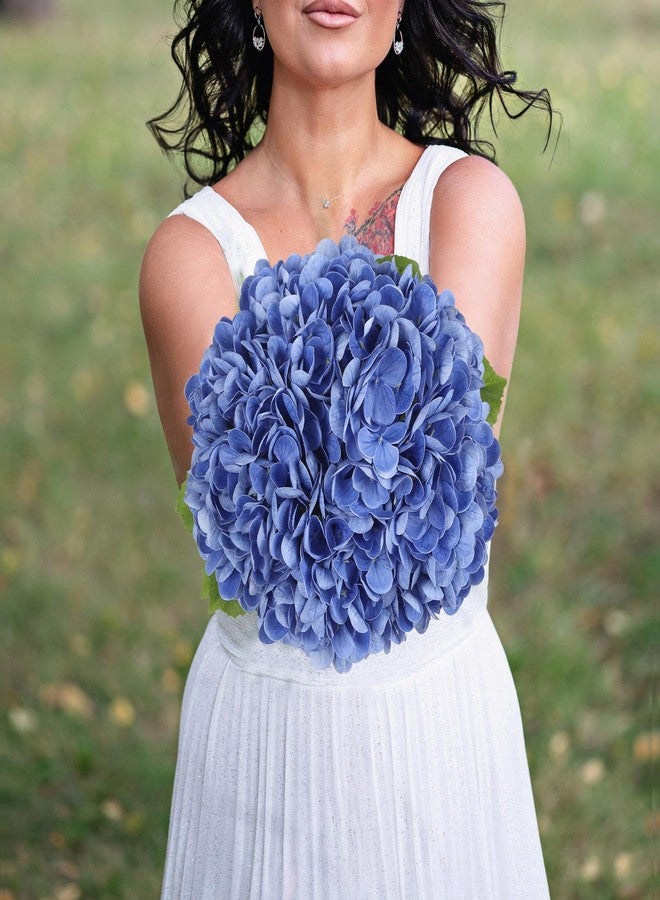 IPOPU 6PCS Real Touch Hydrangea Artificial Flowers Royal Blue Fake Hydrangeas with Stems Latex Realistic Faux Hydrangea Flowers for Wedding Centerpiece Floral Arrangements Home Decor (Royal Blue) - Image 5