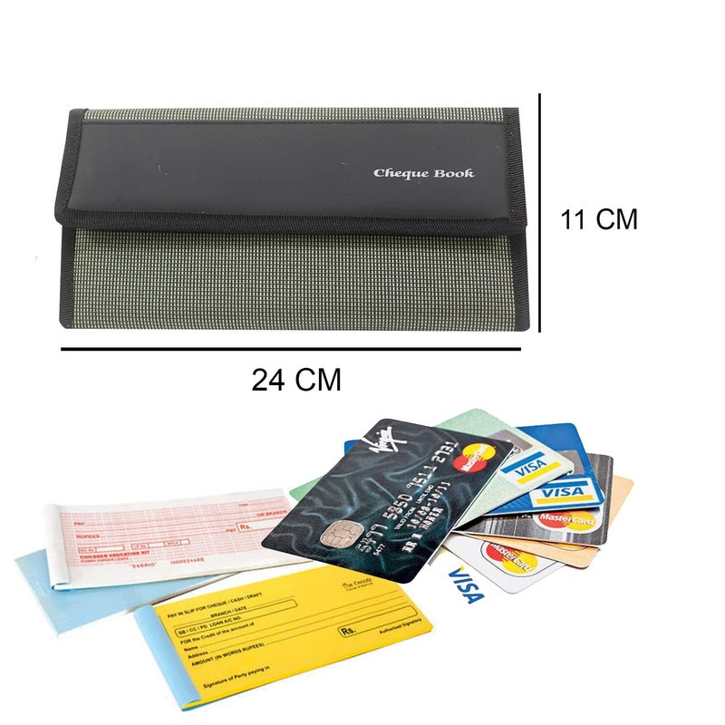 ANG Cheque Book Holder Passport Passbook Holder, Ladies & Gents Wallet Credit and Debit Card Holder Slots with Zipper Matte Cloth Pink Colour Use for Men & Women… (Black) - Image 3