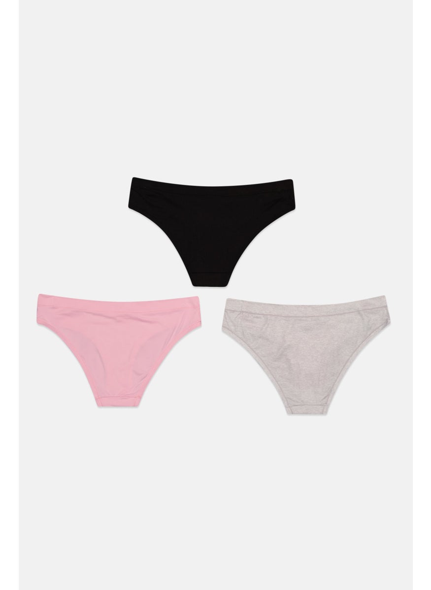 Bcbg Women 3 Pcs Solid V-Waist Brief, Pink  - Image 1