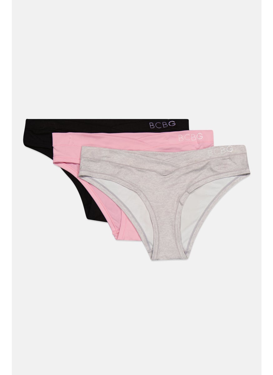 Bcbg Women 3 Pcs Solid V-Waist Brief, Pink  - Image 2