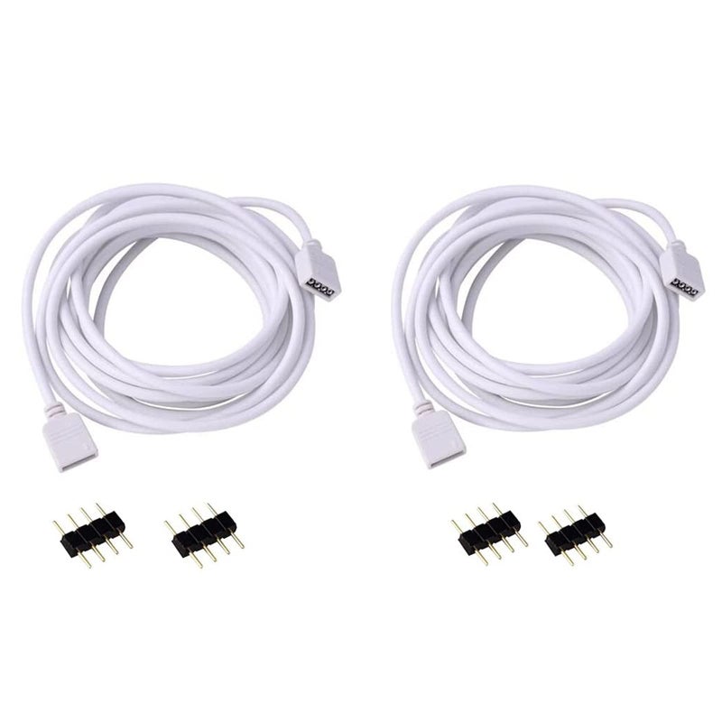 RGBZONE 2 Pack 3 Meters/9.9ft Extension Cable Connect Female Plug to RGB LED Strip Light with Free 4pcs 4pin Connector - Image 1