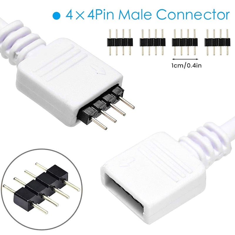 RGBZONE 2 Pack 3 Meters/9.9ft Extension Cable Connect Female Plug to RGB LED Strip Light with Free 4pcs 4pin Connector - Image 2