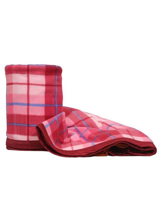 Goyal's Check All Season Polar Fleece Double Bed Blanket 500 TC, 90x90 Inches - Pink - Image 5