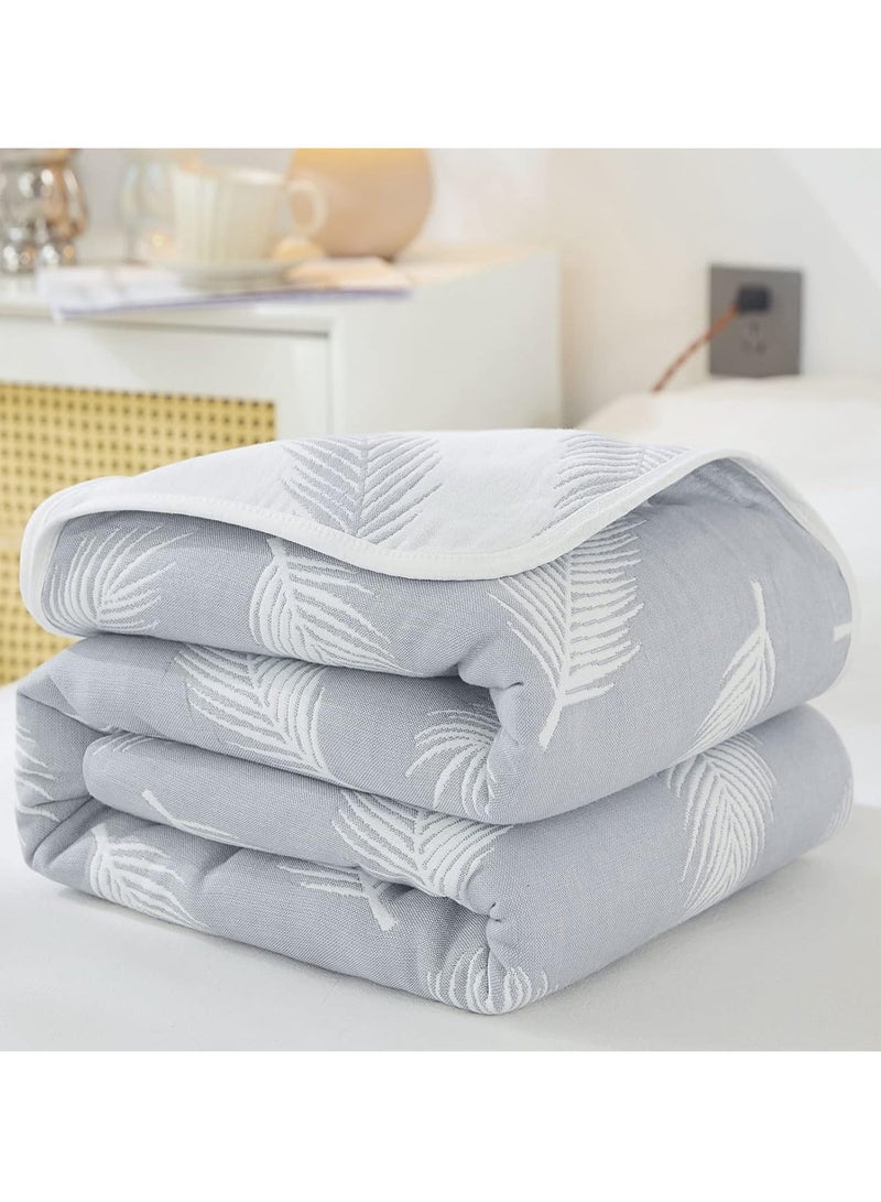 Waffle Fleece Blanket, Single Size Throw Blanket, For Bed Travel Couch, 150x200cm Grey-Apricot  - Image 1