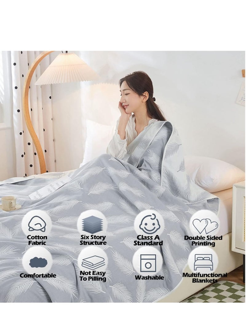 Waffle Fleece Blanket, Single Size Throw Blanket, For Bed Travel Couch, 150x200cm Grey-Apricot  - Image 5