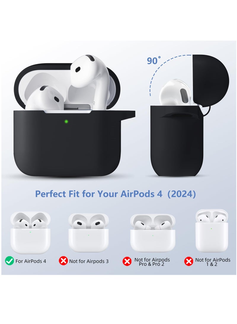أنيوغرو تناسب الرجال والنساء airpods 4 كم واقية ، تنطبق على الجيل الرابع من airpods 2024 كم واقية التلقائي قفل قفل أمان غطاء التبديل ، مع تنظيف كيت و السلسلة الرئيسية في الجزء الأمامي من الصمام مرئية سوداء  - Image 2