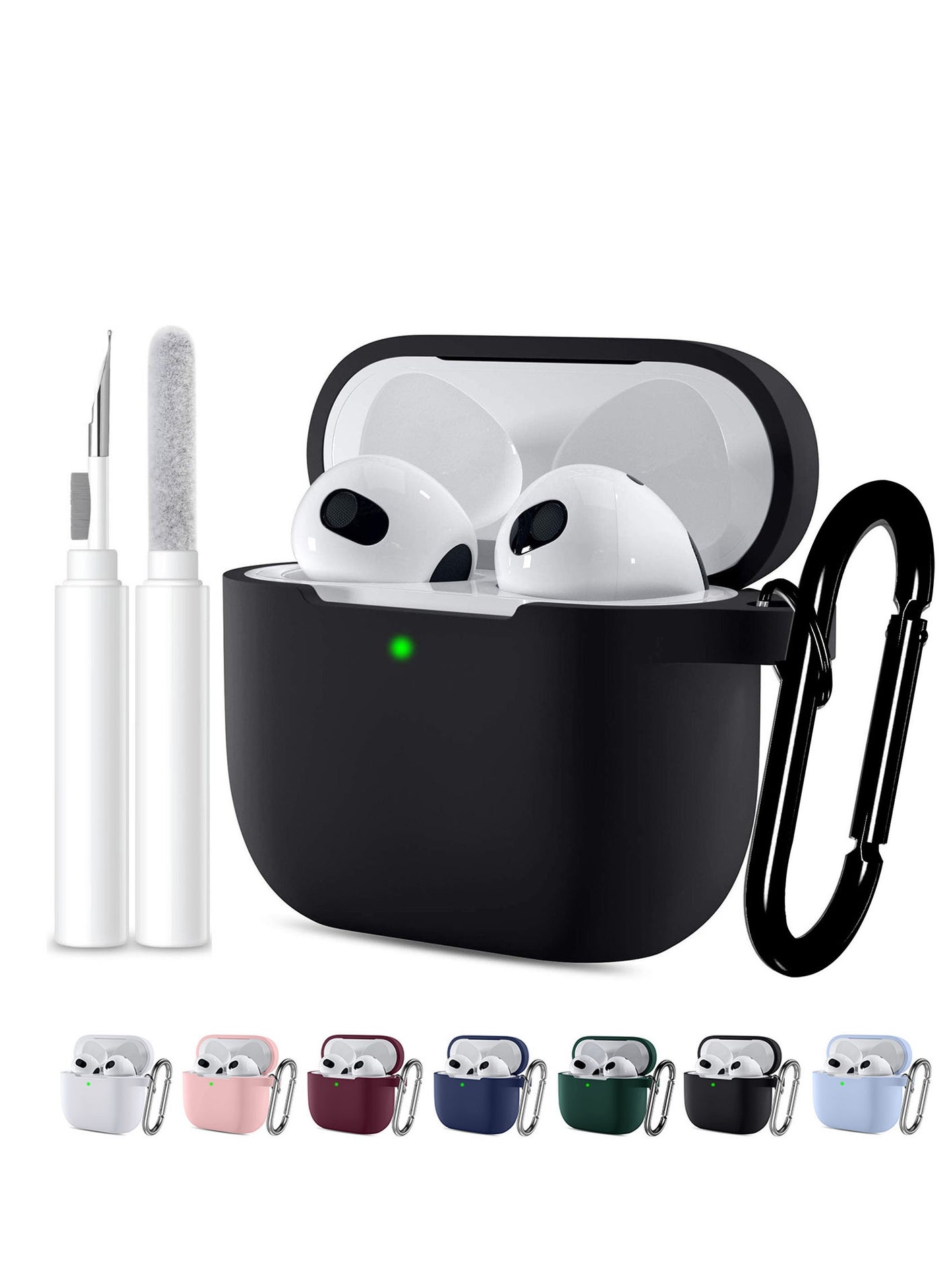 ANYOGRO Compatible with AirPods 4 Case Cover for Women and Men, Automatic Snap Switch Security Locking Cover for Airpods 4th Generation 2024 Cases with Cleaner Kit and Keychain Front LED Visible Black