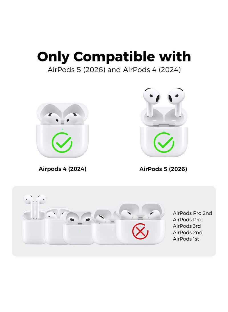 ANYOGRO Compatible with AirPods 4/AirPods 5 Case Cover for Women and Men,Cases for Airpods 4th & 5th Generation with Cleaner Kit and Keychain Front LED Visible Black - Image 2