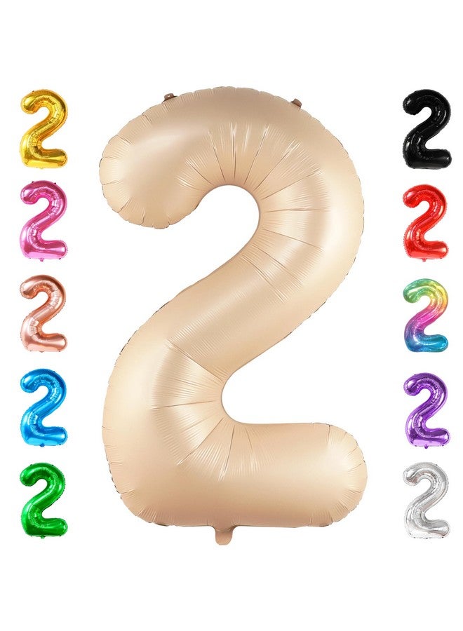 KATCHON Huge 40 Inch Caramel 2 Balloon Number Two Groovy Balloons Retro Number 2 Balloon Large Two Groovy Party Decorations Boy Number Two Balloon Groovy 2Nd Birthday Decorations For Girl - Image 1