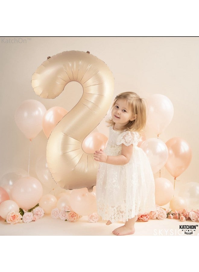 KATCHON Huge 40 Inch Caramel 2 Balloon Number Two Groovy Balloons Retro Number 2 Balloon Large Two Groovy Party Decorations Boy Number Two Balloon Groovy 2Nd Birthday Decorations For Girl - Image 2