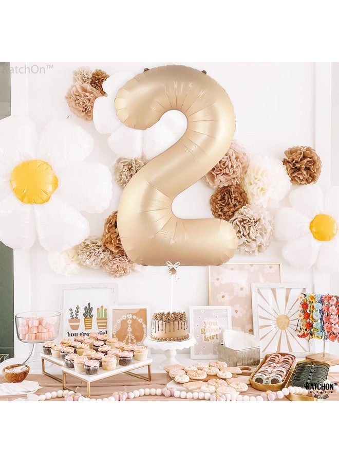 KATCHON Huge 40 Inch Caramel 2 Balloon Number Two Groovy Balloons Retro Number 2 Balloon Large Two Groovy Party Decorations Boy Number Two Balloon Groovy 2Nd Birthday Decorations For Girl - Image 3