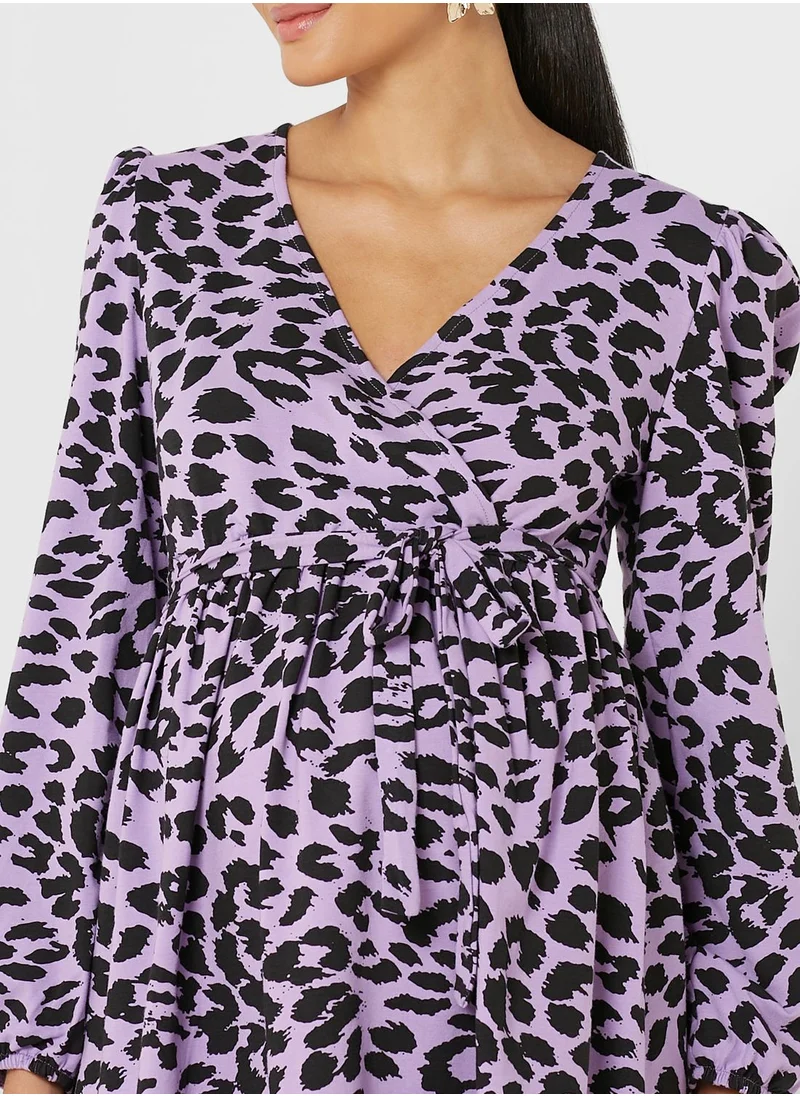 Mamalicious Surplice Neck Plisse Dress